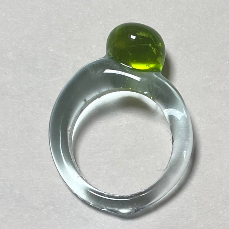 Melt - Glass Ring - Acid Green on Baby Blue Murano - Made to order - Easthope Studio - 