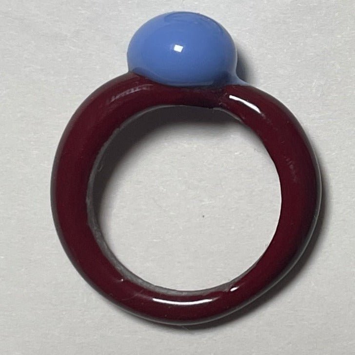 Melt - Glass Ring - Blue on Brown - Easthope Studio - 