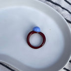 Melt - Glass Ring - Blue on Brown - Easthope Studio - 