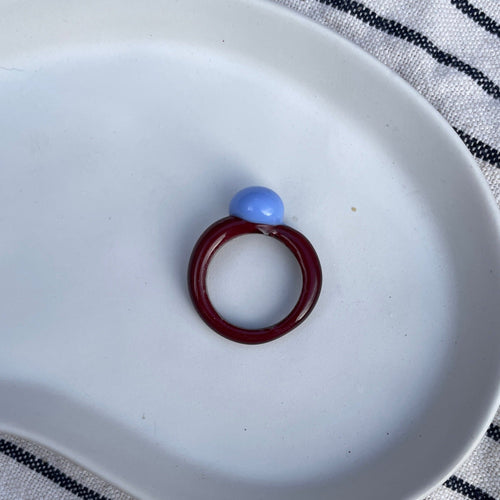 Melt - Glass Ring - Blue on Brown - Easthope Studio - 