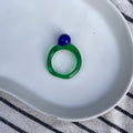 Melt - Glass Ring - Cobalt Blue on Grass Green - Easthope Studio - 