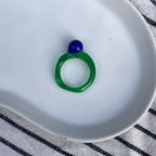 Melt - Glass Ring - Cobalt Blue on Grass Green - Easthope Studio - 