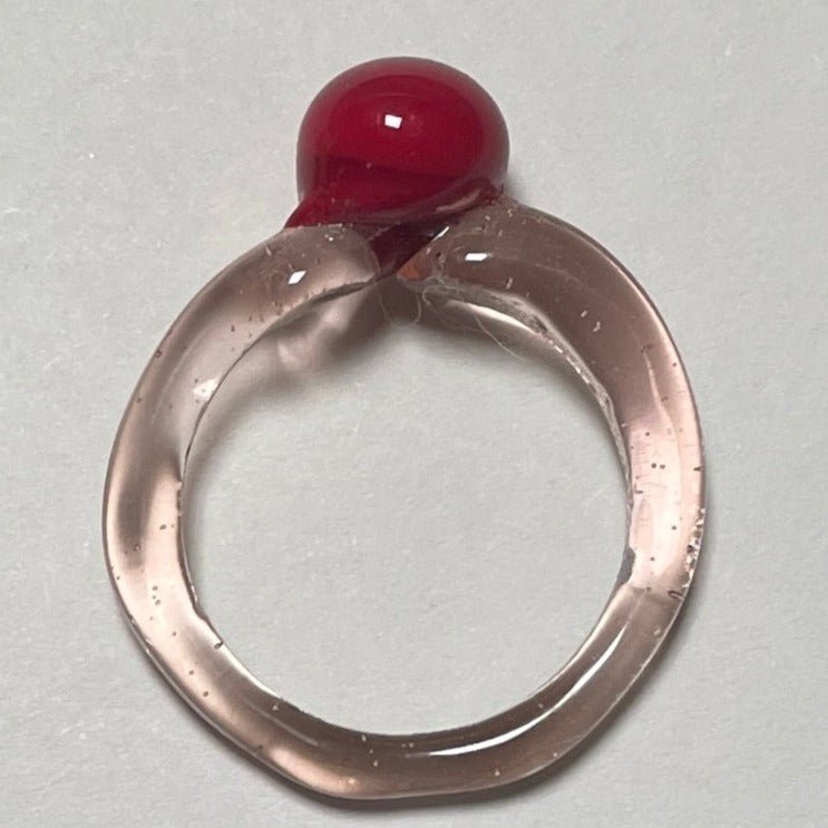 Melt - Glass Ring - Red on Palest Pink - Easthope Studio - 