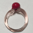 Melt - Glass Ring - Red on Palest Pink - Easthope Studio - 