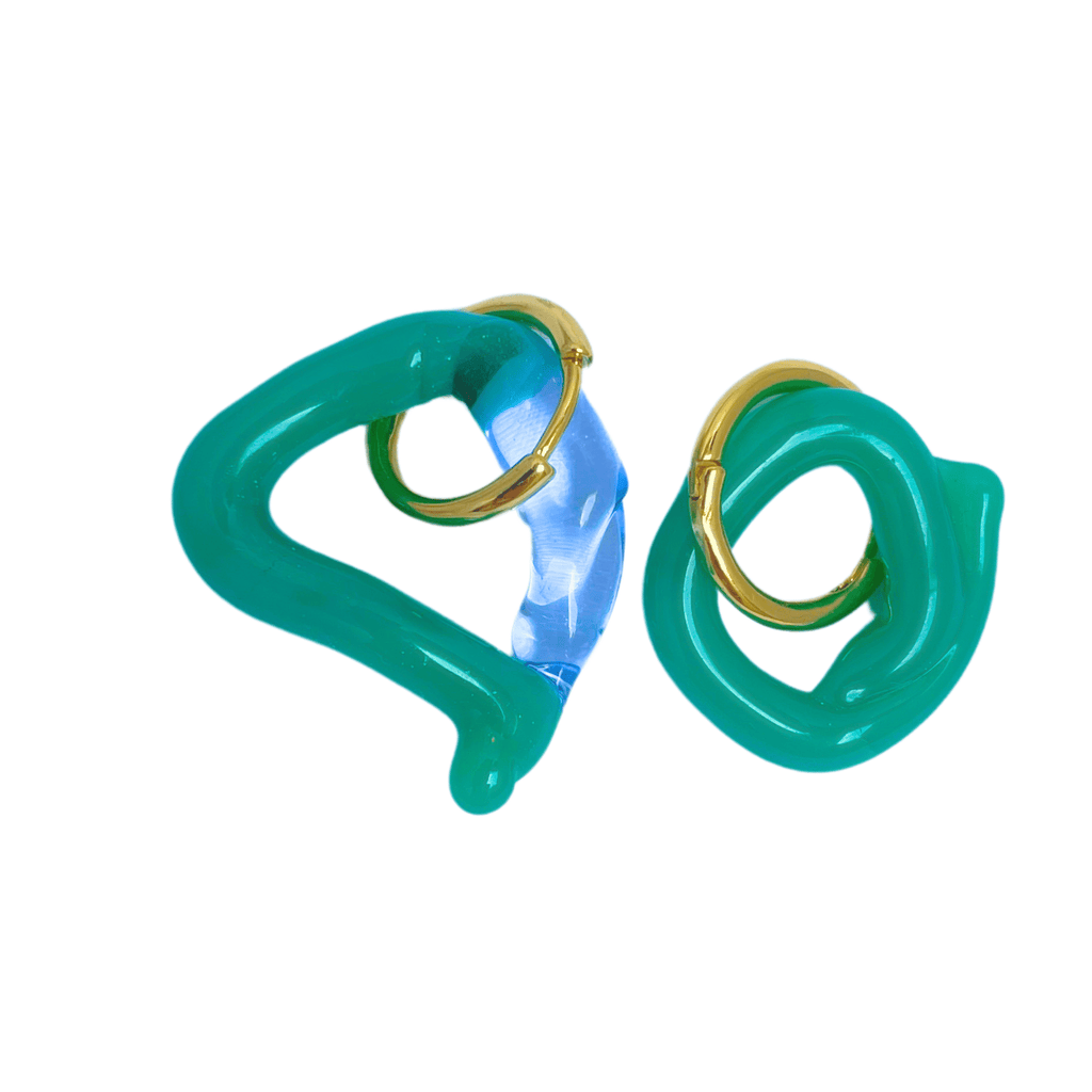 Melt - Jade Green and Pale Blue - Murano Glass Drop - Minimal Waste - Easthope Studio - Murano Glass