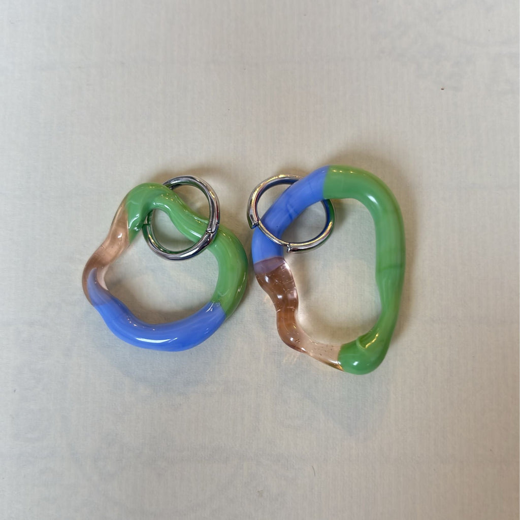 Melt - Pink / Green / Blue - Murano Glass Charm Hoop Earrings - Easthope Studio - Murano Glass