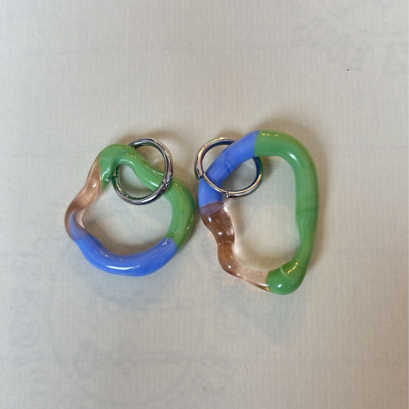 Melt - Pink / Green / Blue - Murano Glass Charm Hoop Earrings - Easthope Studio - Murano Glass