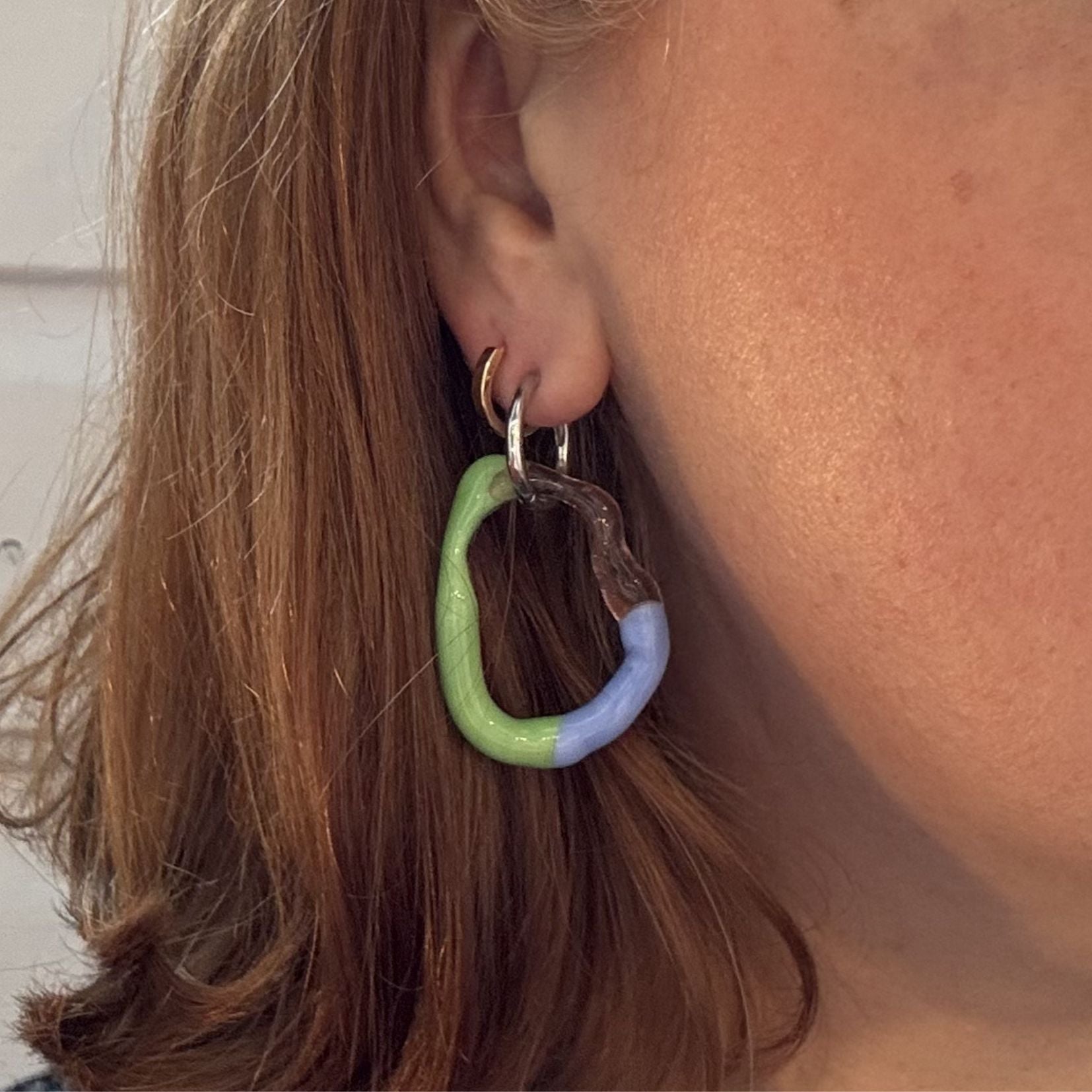 Melt - Pink / Green / Blue - Murano Glass Charm Hoop Earrings - Easthope Studio - Murano Glass