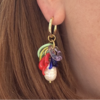 Murano Glass Mini Melt and Vintage Pearl Earrings Multi-Coloured