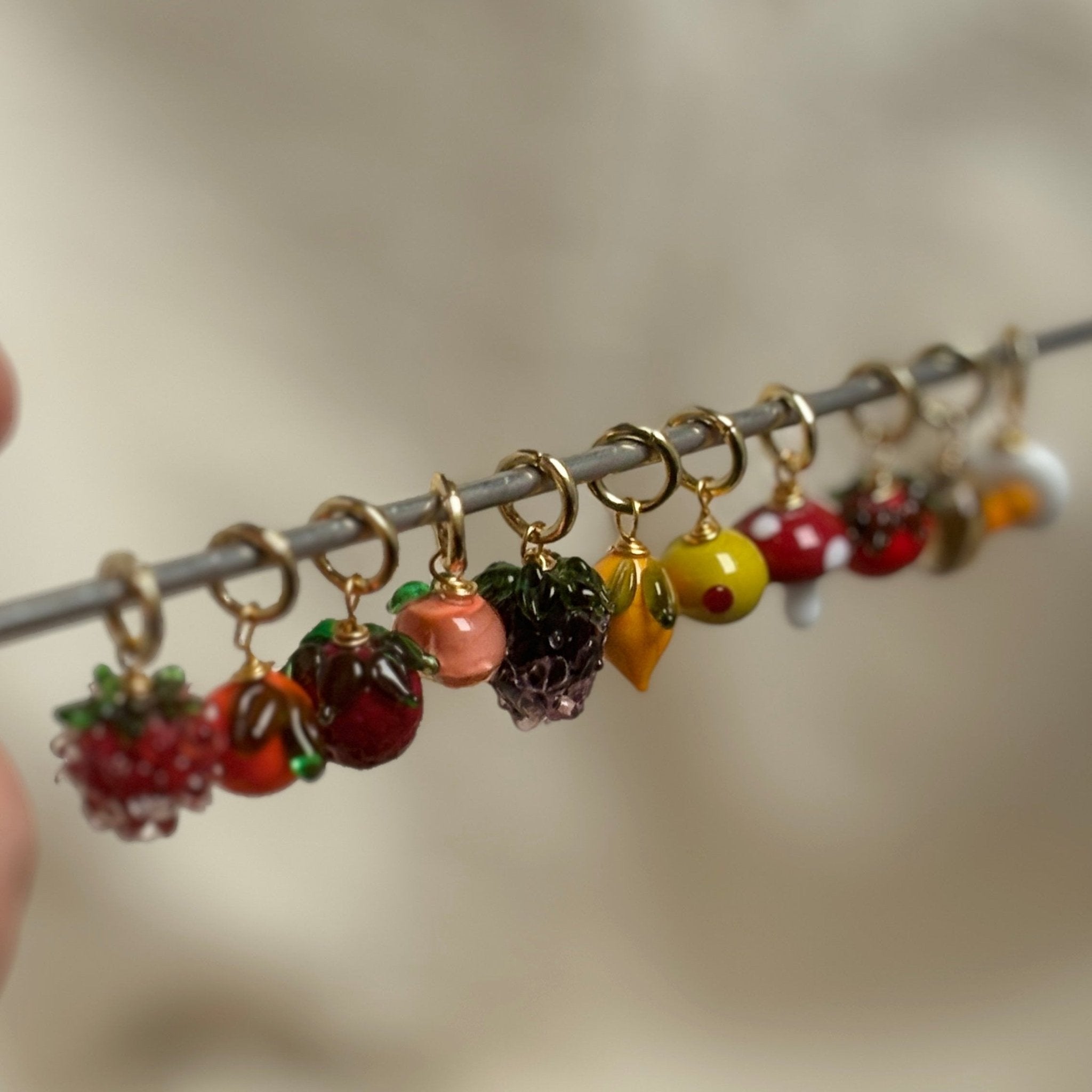 Murano Glass Food Charm Necklace - Pick Your Own - 7 Charms - Easthope Studio - Everyday Gold Necklace