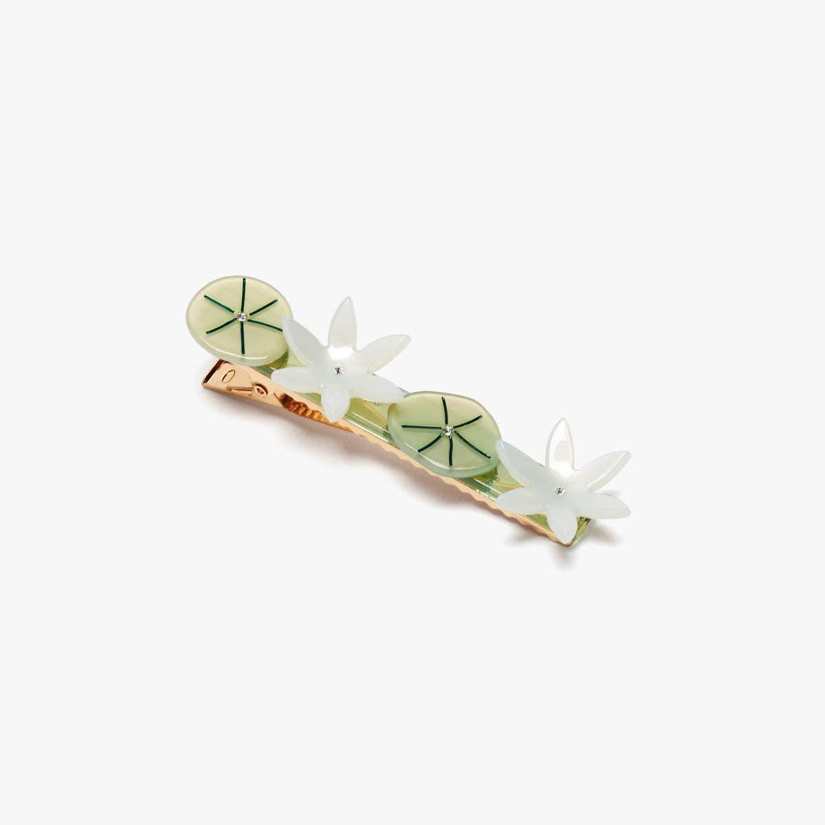 Nymphaea White Lotus Flowers Acetate Alligator Hair Clip - Easthope Studio - 