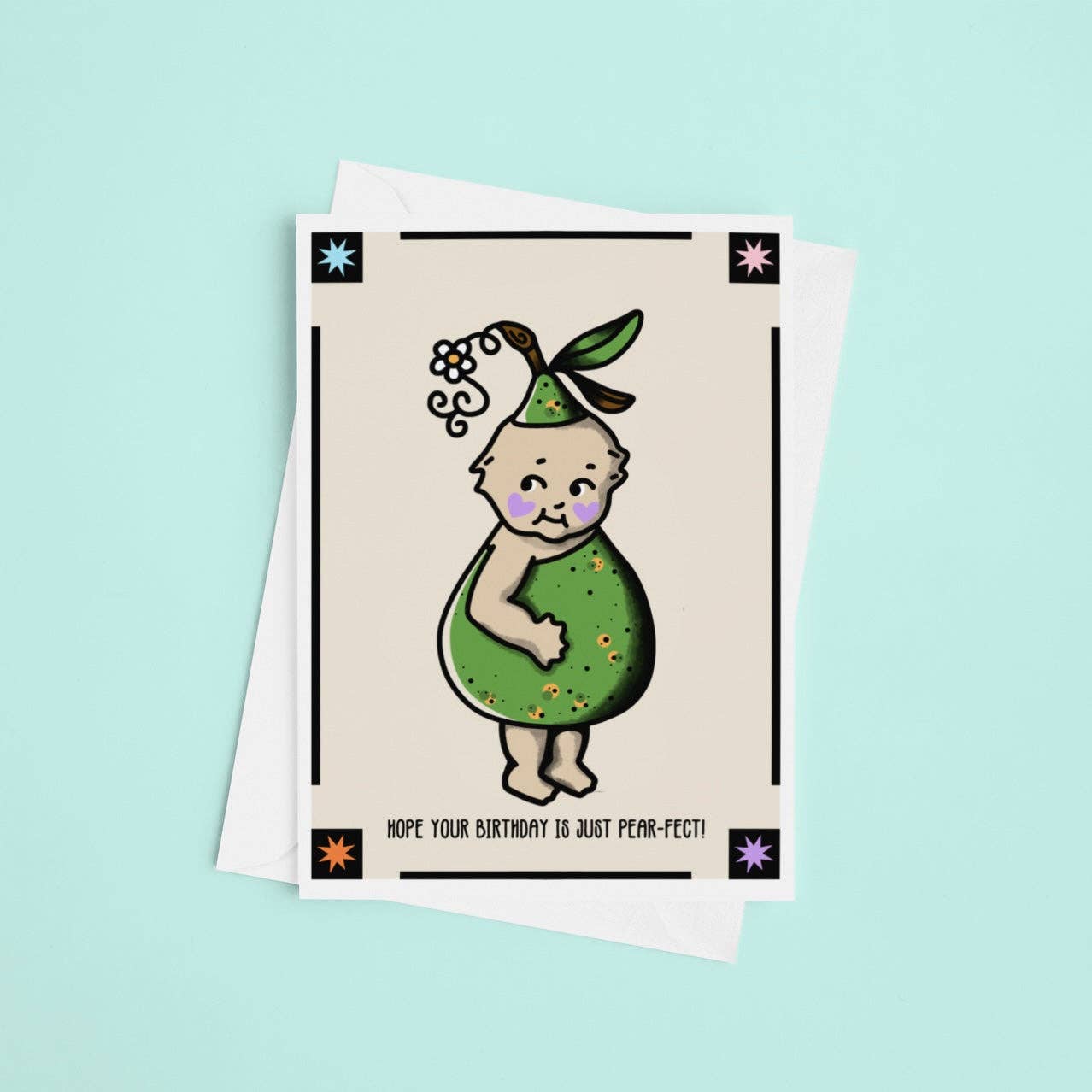 Pear Birthday Kewpie Greeting Card - Easthope Studio - 