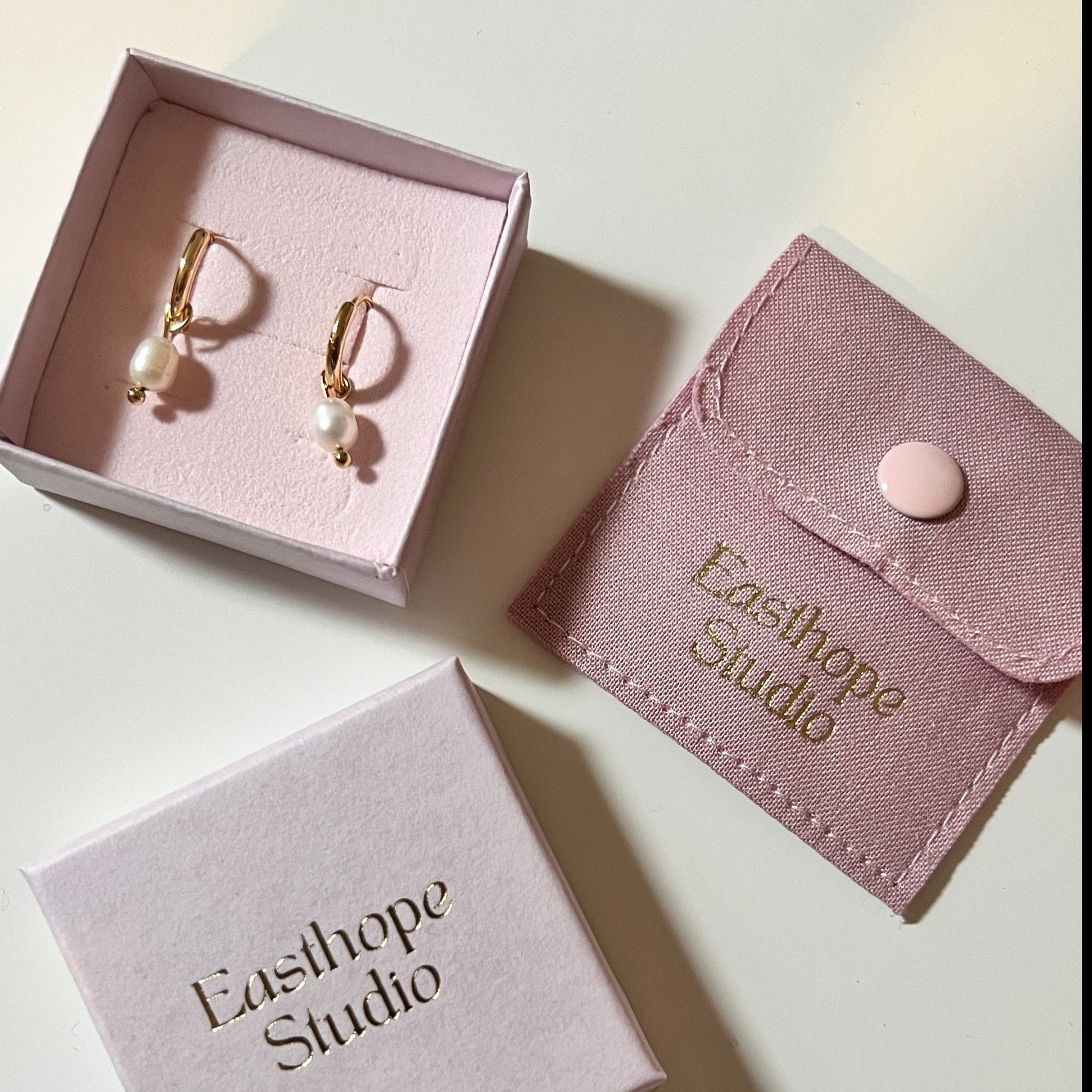 Pearl Smaller Everyday Hoops - Easthope Studio - Everyday Gold Hoops