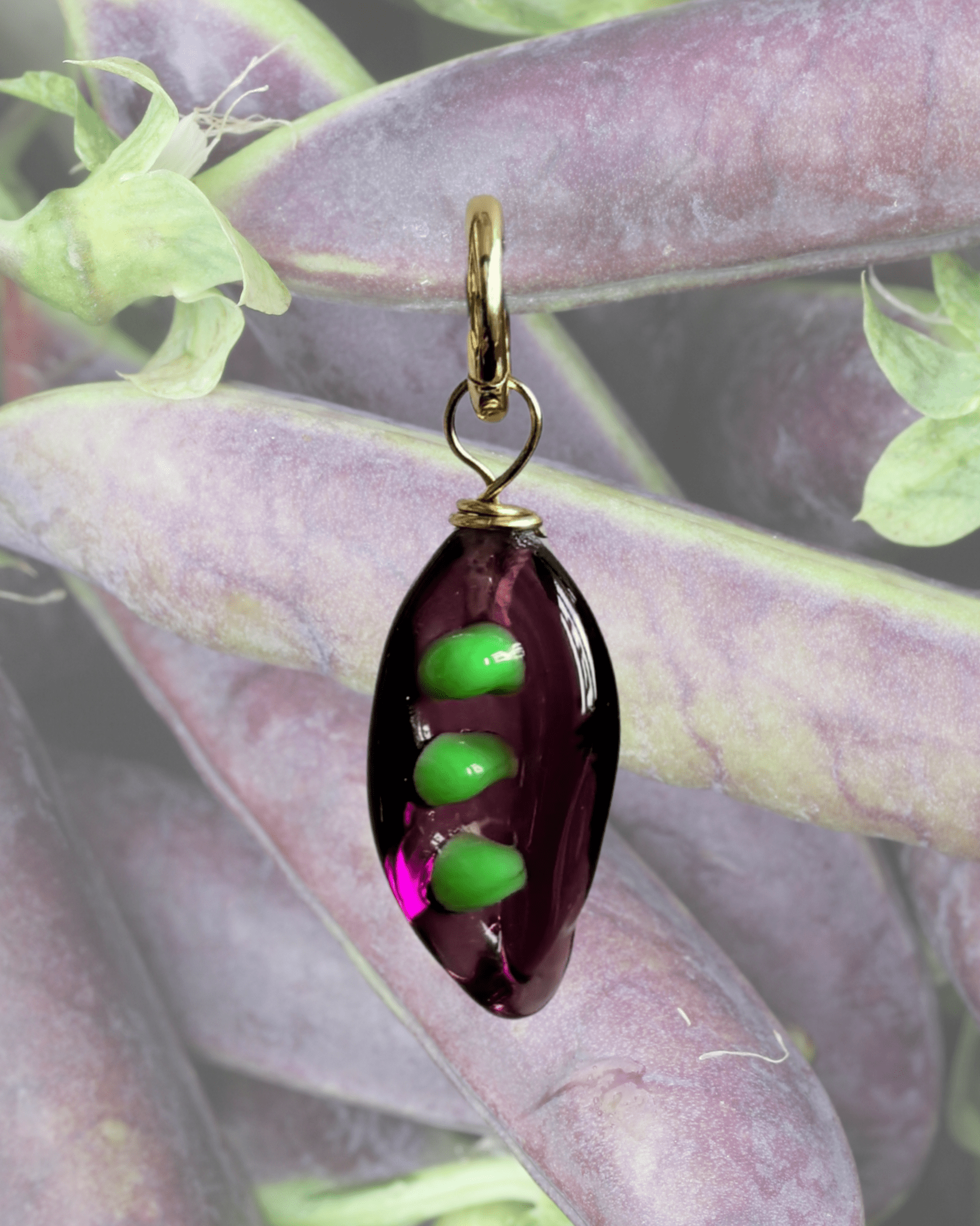 Purple Peas - Murano Glass Food Charm - Easthope Studio - 