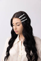 Sardine Fish Hair Clip in Silver Acetate with Rhinestone - Easthope Studio - 