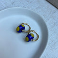 Speckled Glass Beads - Yellow on Blue - Easthope Studio - Murano Glass
