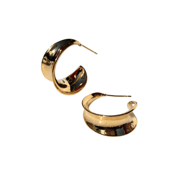 The Grace - Gold Plated Curved Stud Hoop - Easthope Studio - Everyday Gold Hoops