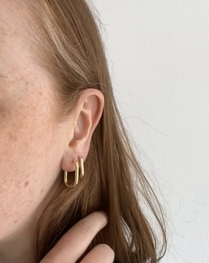 Large Oval Gold Hoop Earrings