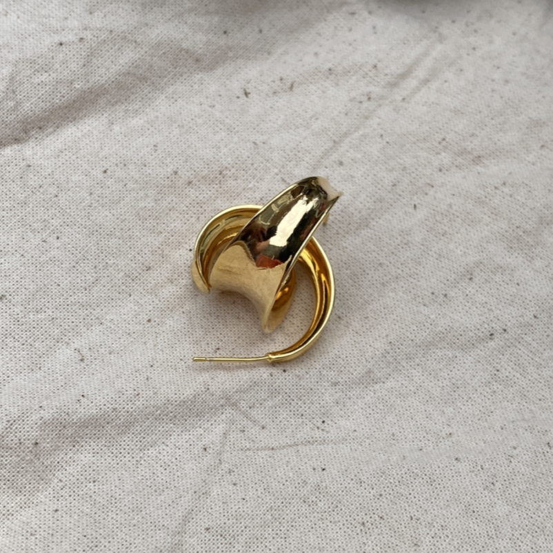 The Grace - Gold Plated Curved Stud Hoop *Pre-order