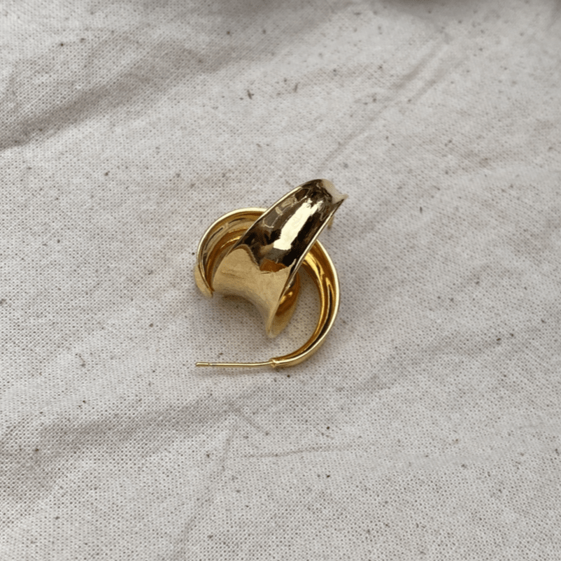 The Grace - Gold Plated Curved Stud Hoop - Easthope Studio - Everyday Gold Hoops